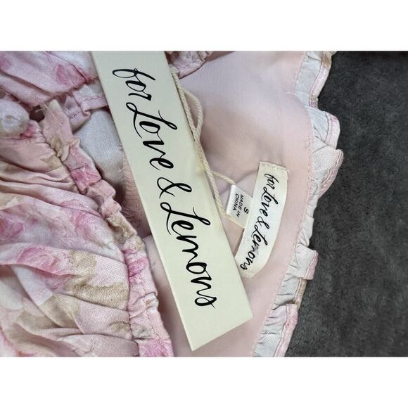 NWT For Love & Lemons Rhoda Pink Floral Puff Sleeve Blouse Size Small - Picture 7 of 12